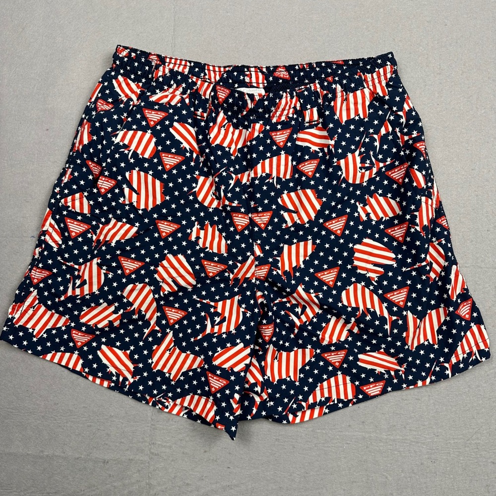 Columbia PFG Mens Backcast Water Shorts Medium America Stars Stripes Fish XM4839